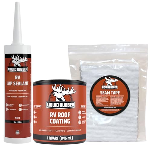 Liquid Rubber RV Roof Coating - Solar Reflective Sealant, Trailer and Camper Roof Repair, Waterproof, Easy to Apply, Brilliant White,1 Gallon