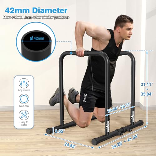 RELIFE Dip Station Heavy Duty Dip Stands Fitness Workout Bar D12212