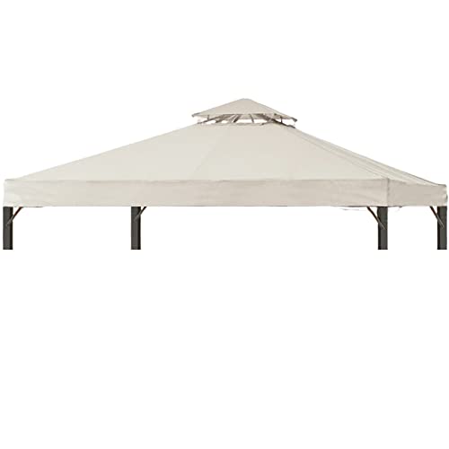 Gazebo Replacement Top 10x10 FT, Gazebo Canopy Replacement Cover for 2 Tier Outdoor Patio Garden Tent Frames,Canopy Cover with Air Vent, Beige