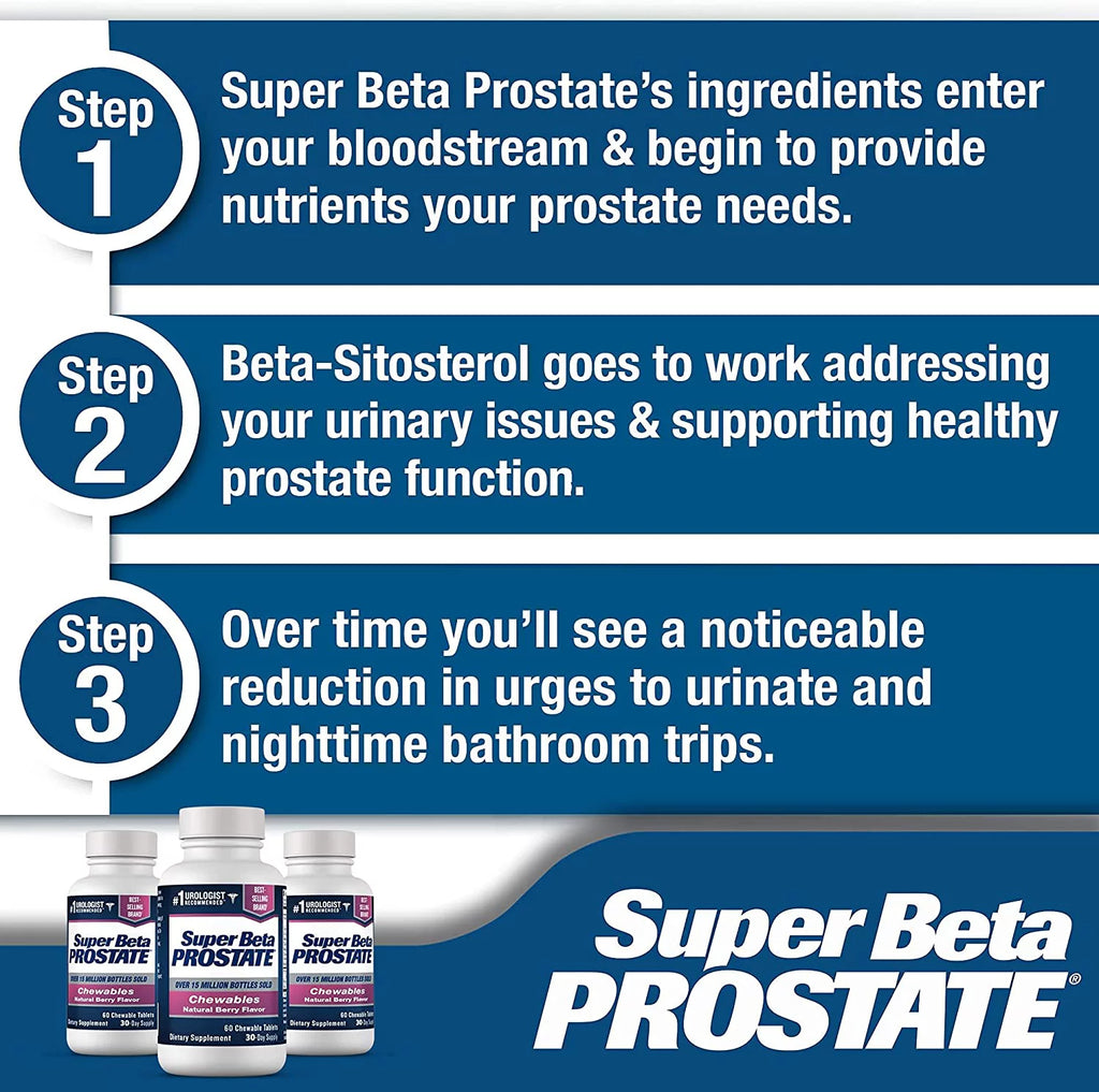 Super Beta Prostate Male Supplement with Beta-Sitosterol, 60 Chewable Tablets N1376