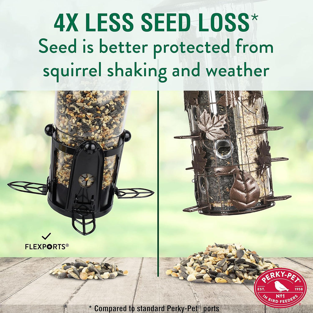 Perky-Pet 333-1SR Squirrel-Be-Gone Max Large Wild Bird Feeder with Flexports, Weight-Activated Perches J5114