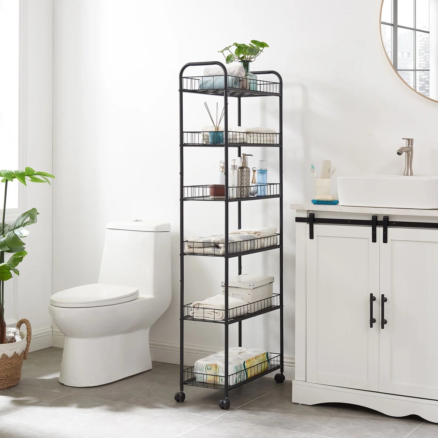 Holaki 6-Tier Slim Rolling Storage Cart with Wheels, Metal Wire Shelving Rack I4076
