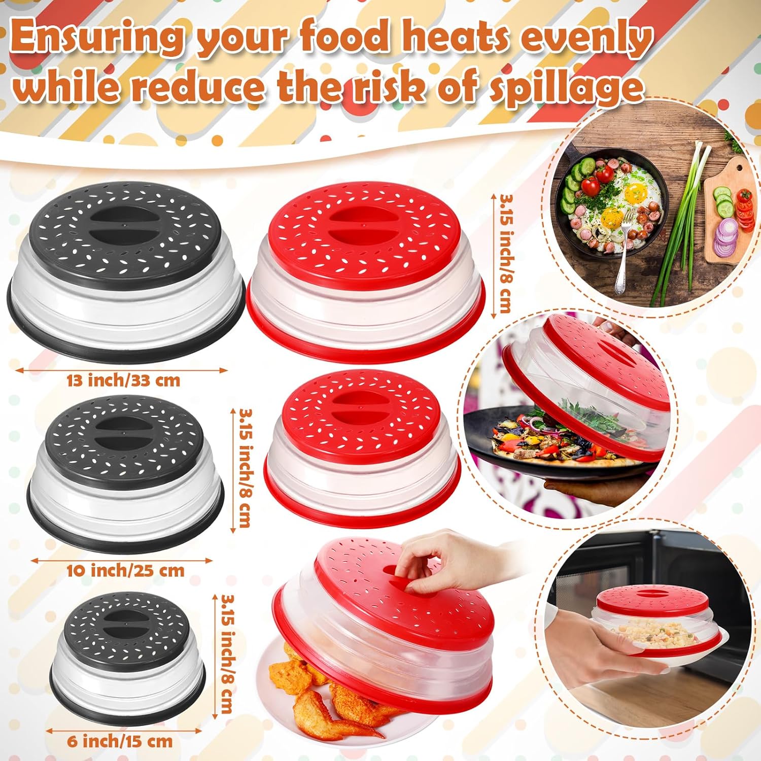 Collapsible Microwave Splatter Cover 3 Sizes BPA Free Plastic Y279301