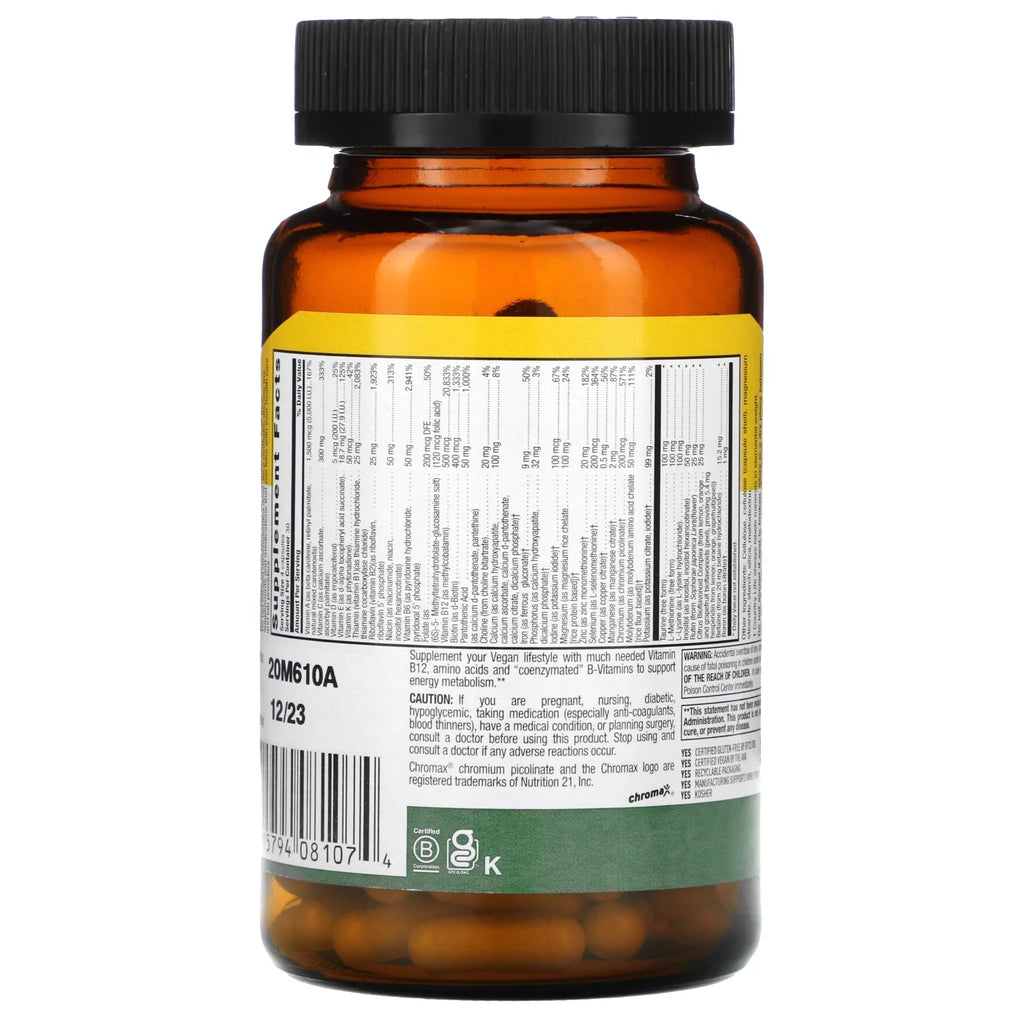 Country Life Max for Vegans Multivitamin & Mineral Complex, 120 Capsules A599