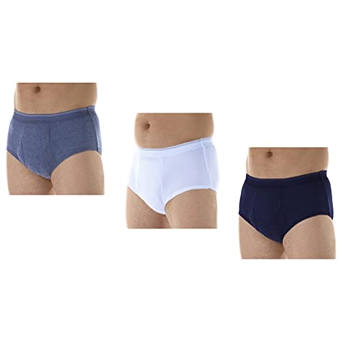 Wearever Incontinence Underwear for Men - Reusable & Washable Men's Bladder Control Briefs with Maximum Absorbency - Leak Proof Underwear (Pack of 3) (Assorted) (Small) (Waist 30-32)