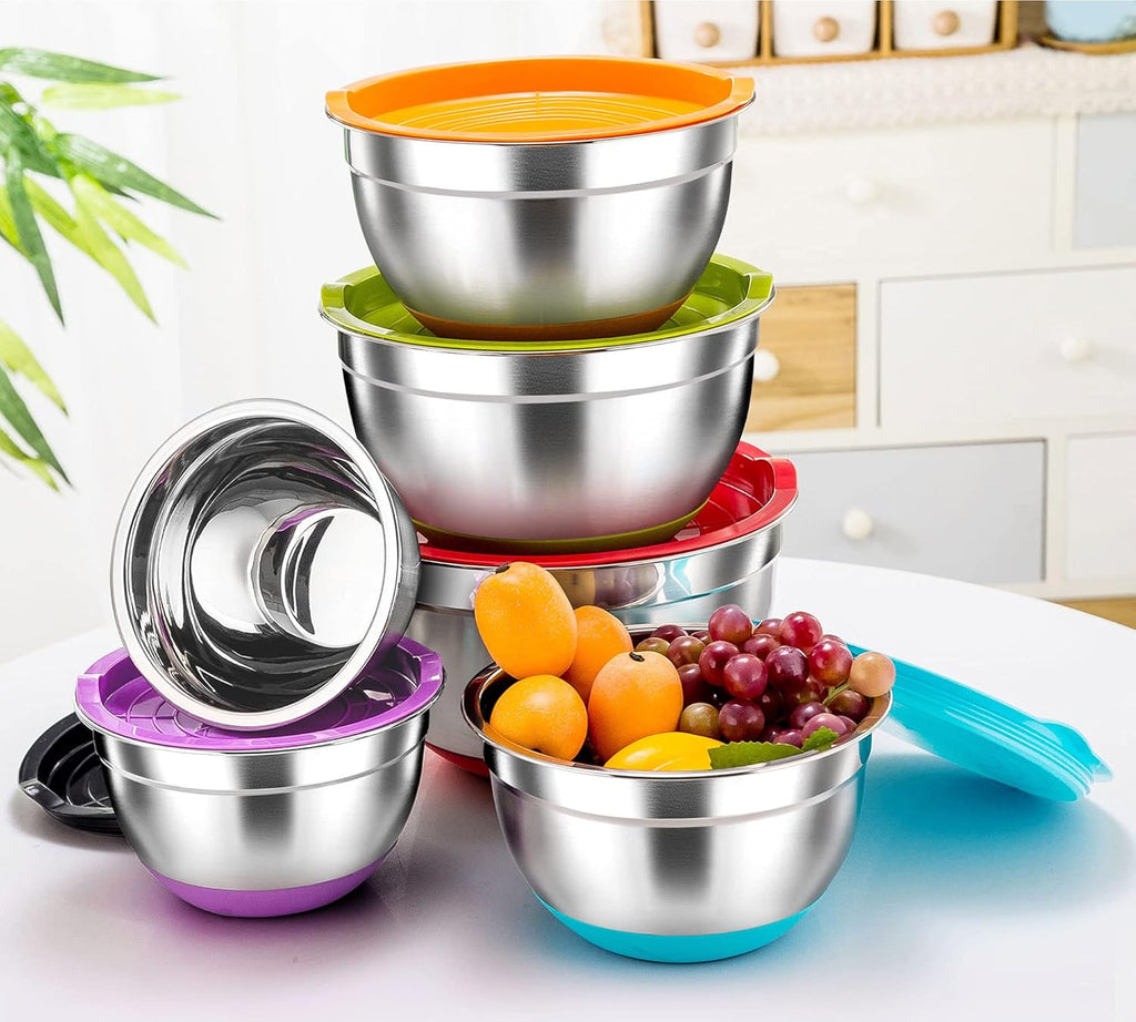 TeamFar Stainless Steel Mixing Bowls with Airtight Lids, Set of 6 Z330395