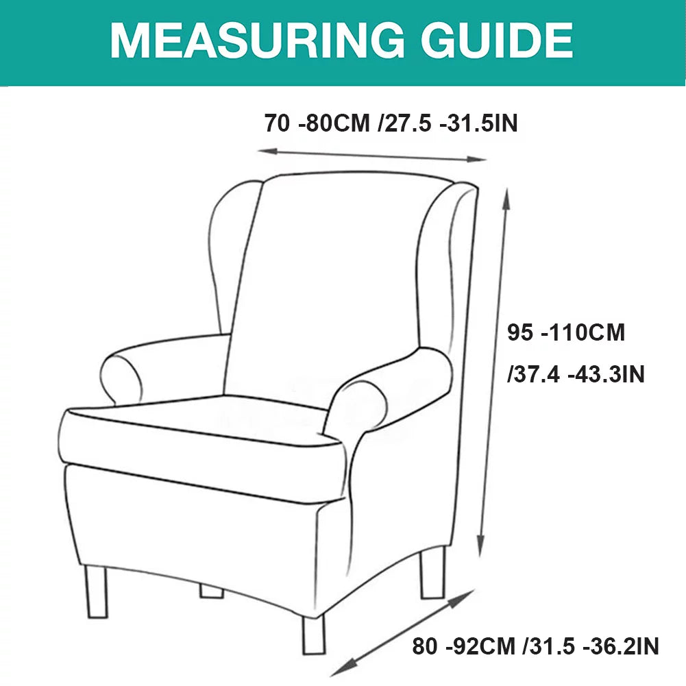 Jacquard Wingback Chair Covers, 2 Piece Stretch Slipcovers I946