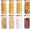 Vtopmart 8 Pack 30oz Glass Food Storage Jars, Food Storage Containers with Airtight Bamboo Wooden Lids for Pasta, Nuts, Flour, Glass Canisters for Kitchen, Pantry Organization and Storage, BPA Free