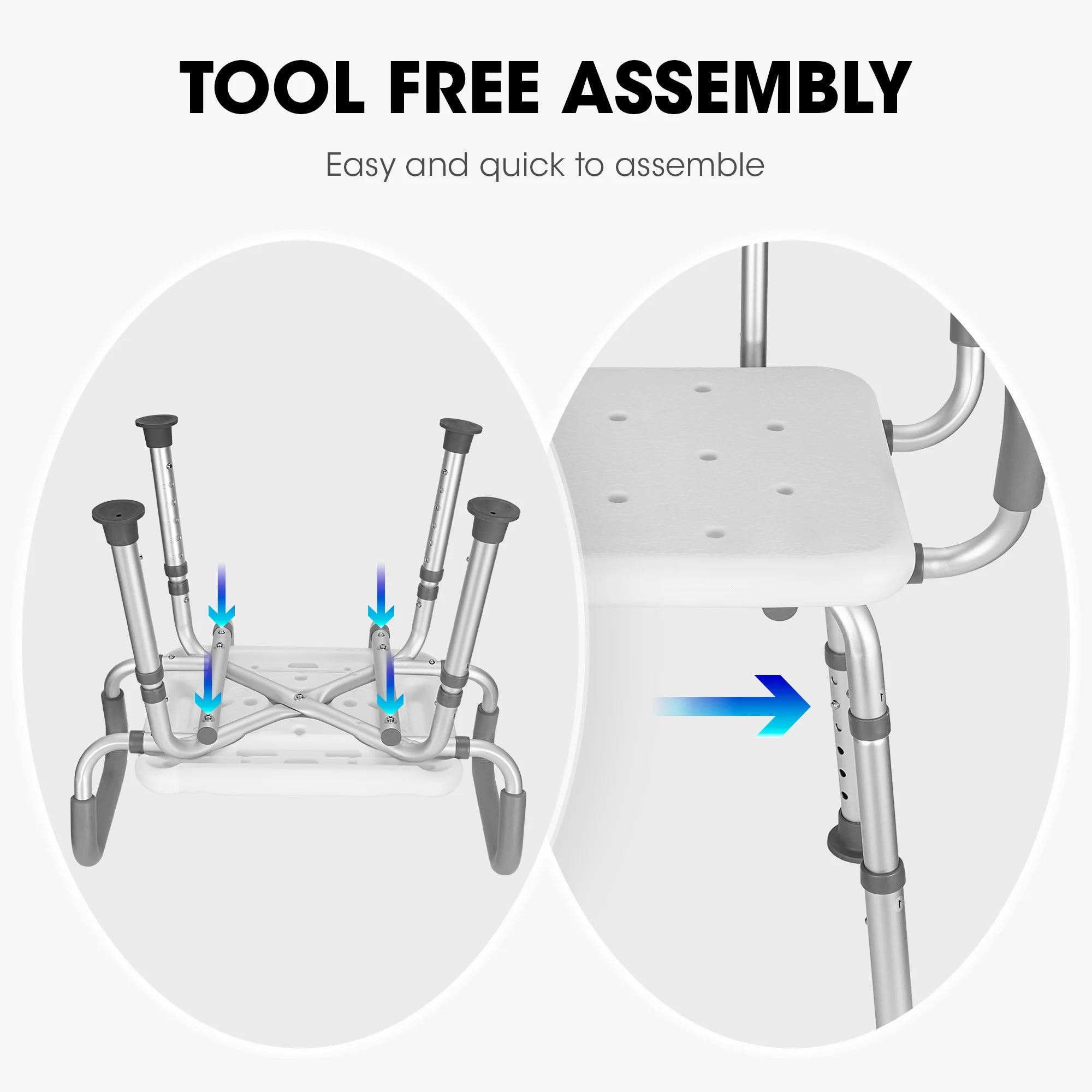 MaxKare Shower Chair with Back and Padded Armrests, Adjustable Height P89849