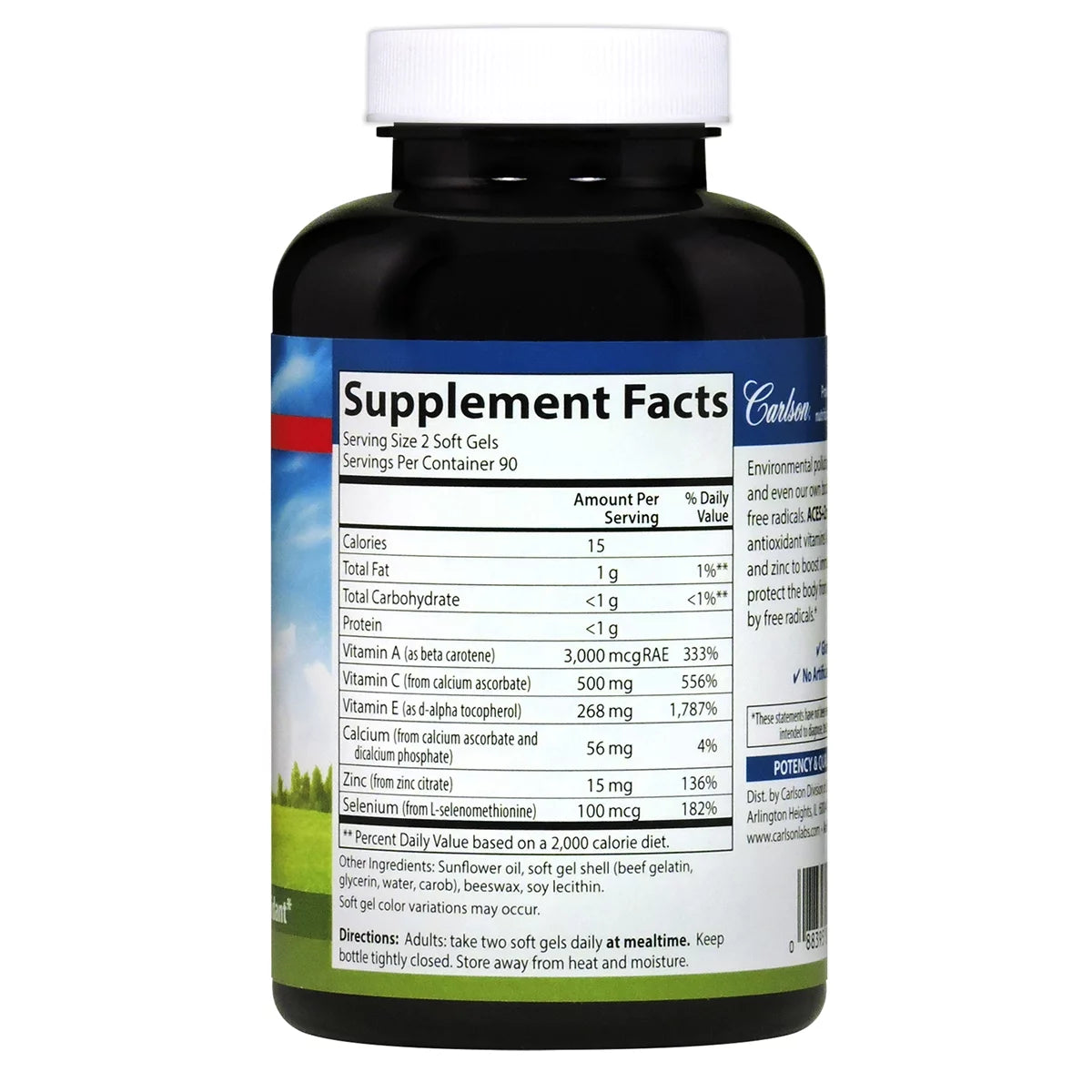 Carlson Labs ACES + Zn Vitamins A, C, E, Selenium and Zinc, 180 Softgels N374884