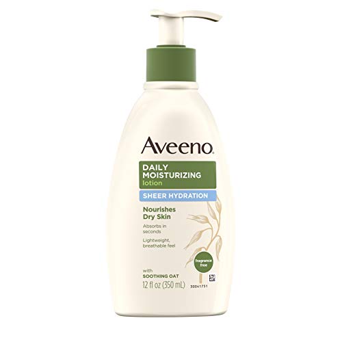 Aveeno Sheer Hydration Daily Moisturizing Lotion for Dry Skin, Fragrance-Free, 12 Fl. Oz J352