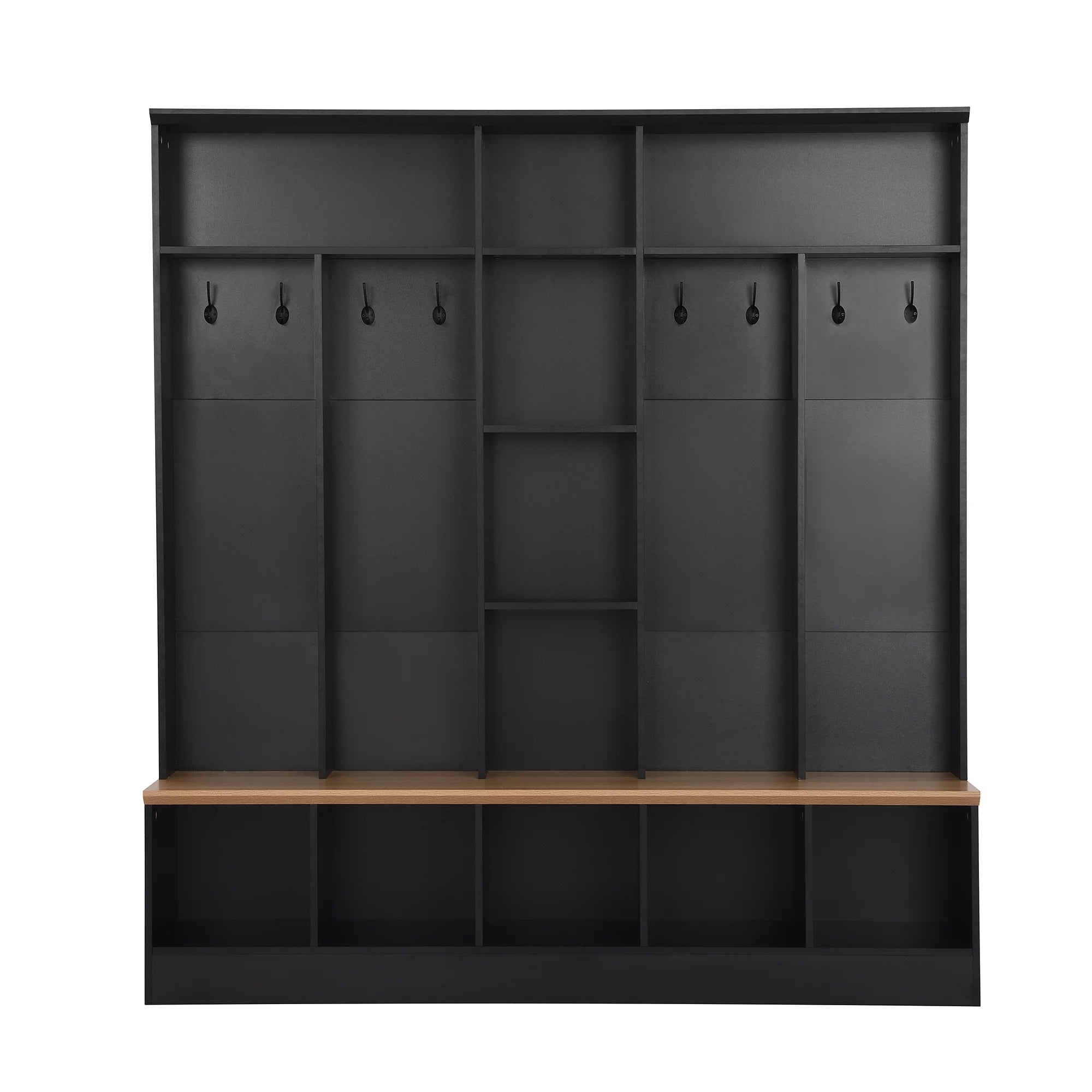 CoSoTower Wide Hall Tree with Storage Bench and 8 Hooks, Black D645414