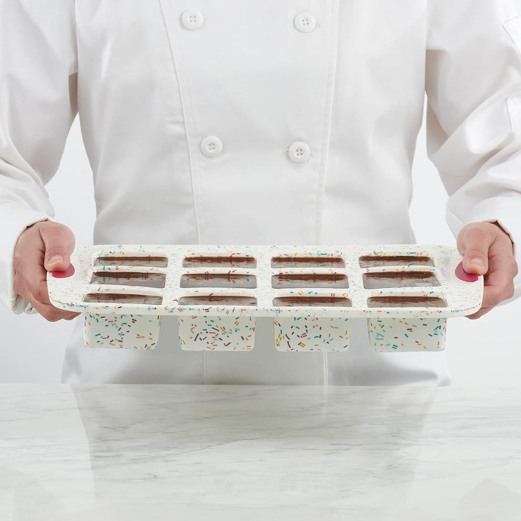 Trudeau Brownie Pan, 12 Cavity, White Confetti/Fuchsia V614267