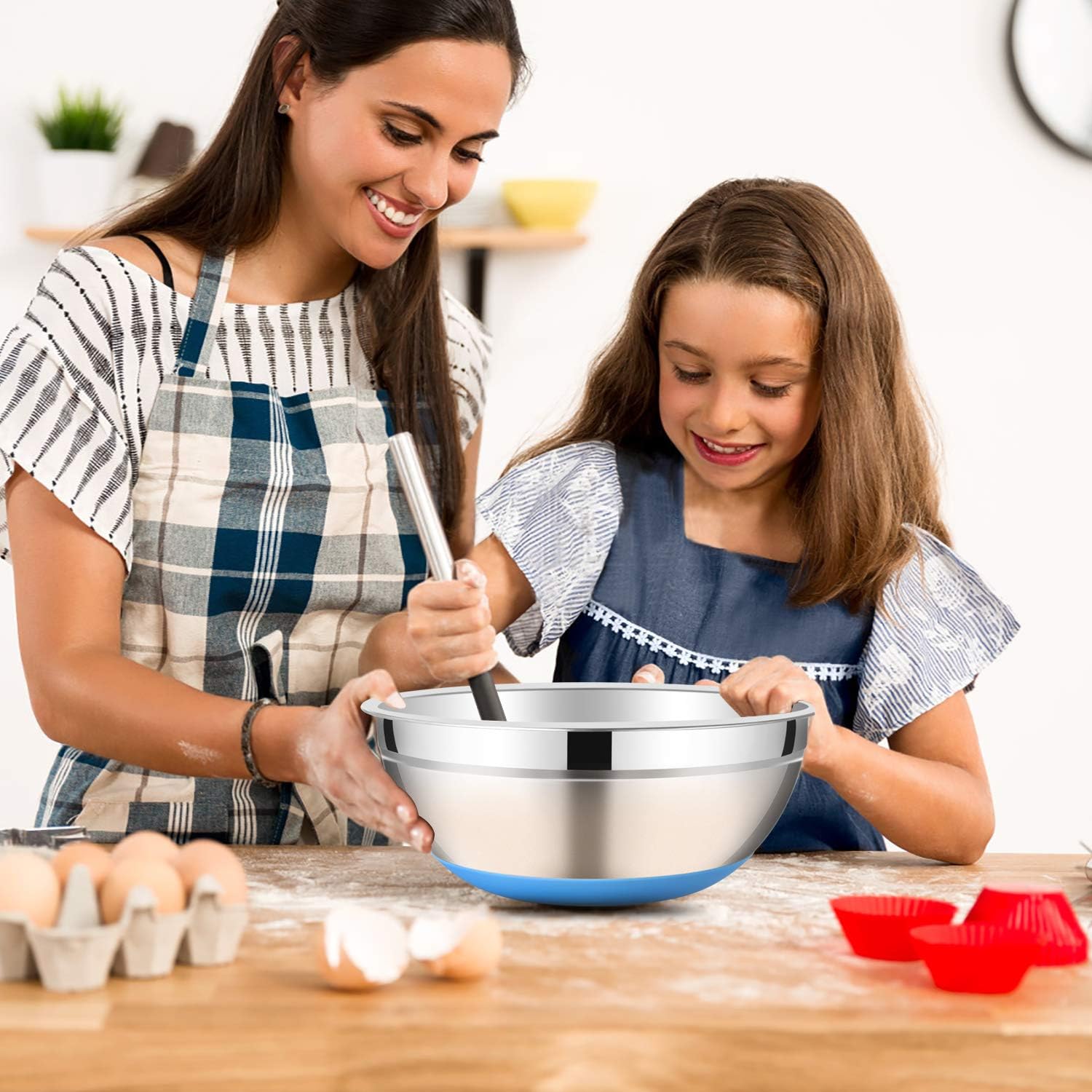 Stainless Steel Mixing Bowl Set with Airtight Lids, 5 Pieces P587