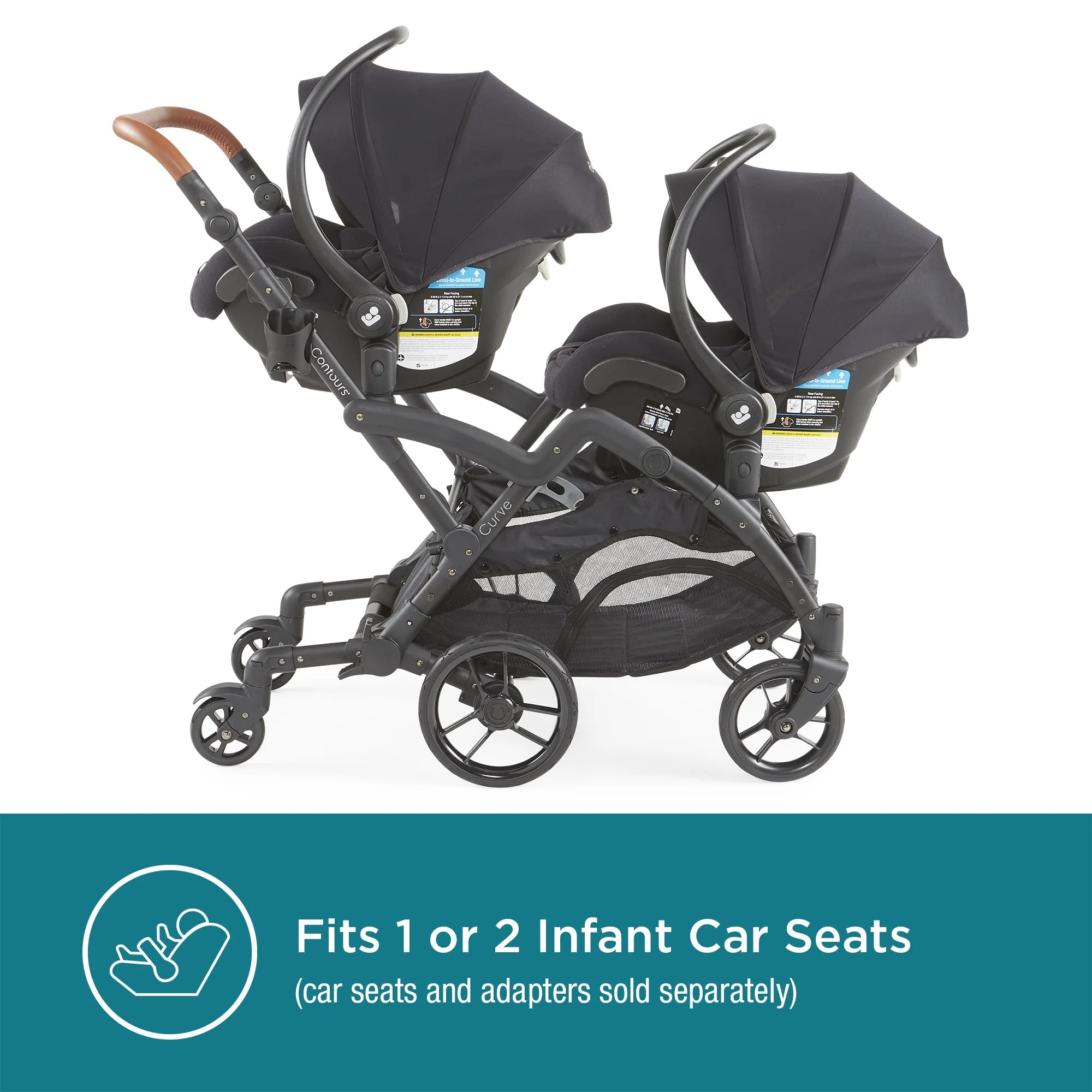 Contours Curve V2 Double Tandem Stroller, Black Herringbone B188895