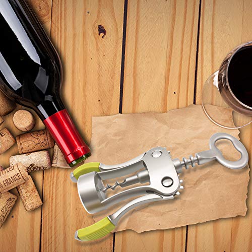 Stainless Steel Wing Corkscrew Wine Opener with Beer Cap Remover D163