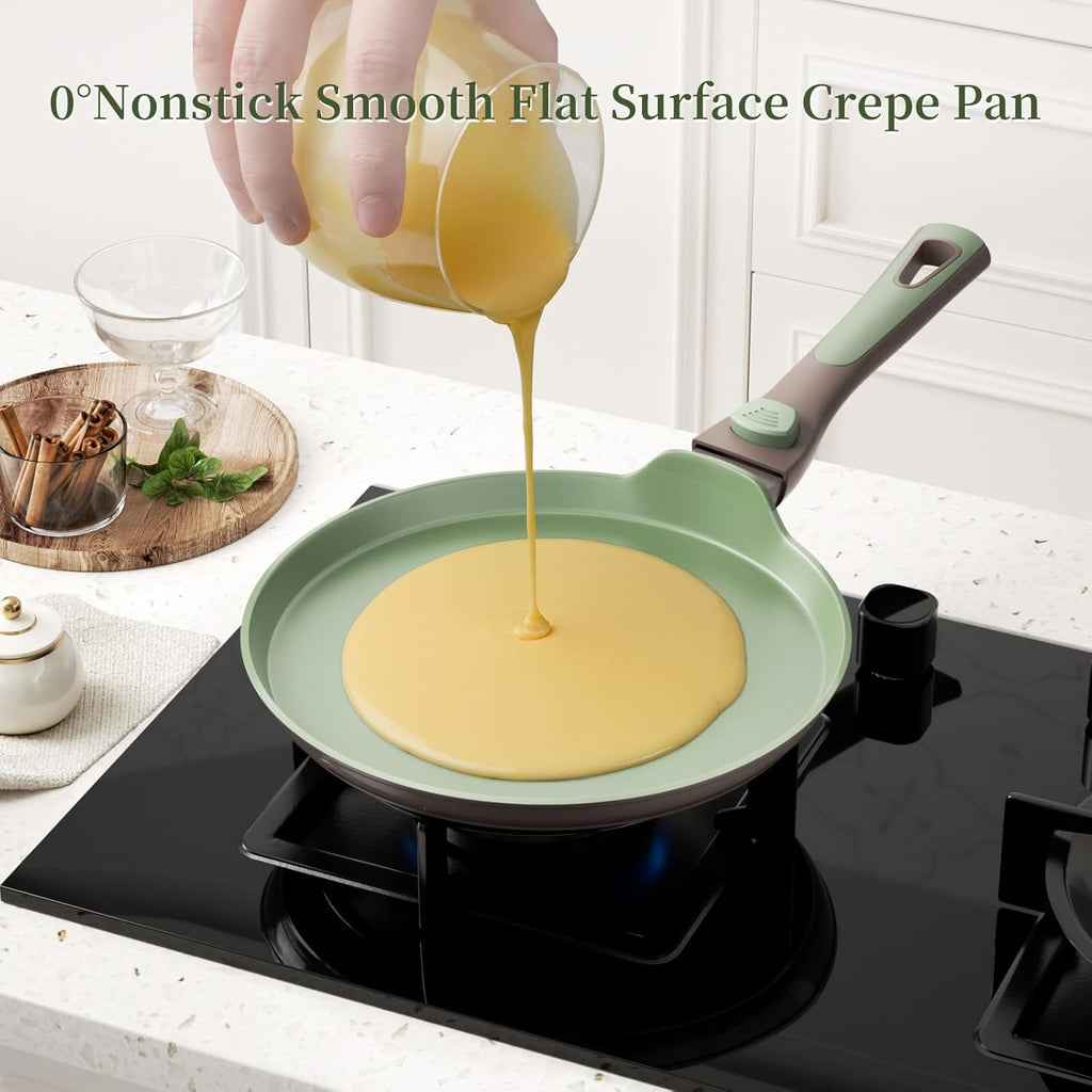 Nonstick Crepe Pan with Spreader, 10 & 11 Inch Set, Detachable Handle, PFOA-Free F7623