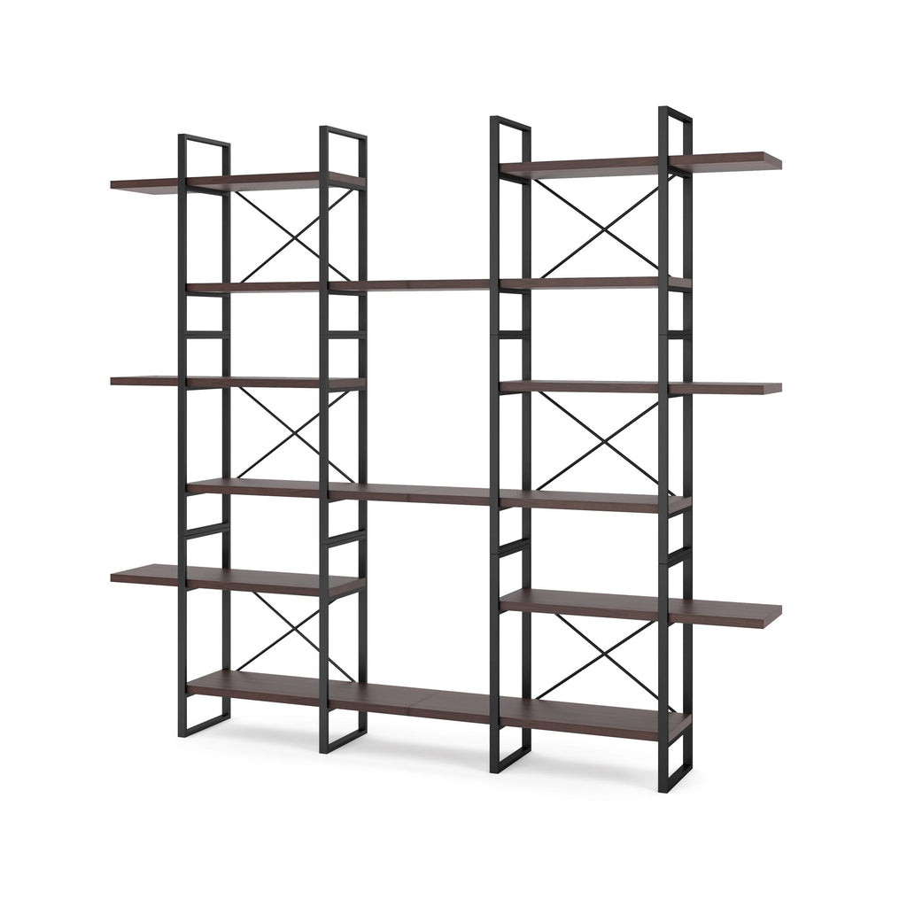Davee Dark Walnut 6-Tier Industrial Bookcase E422012