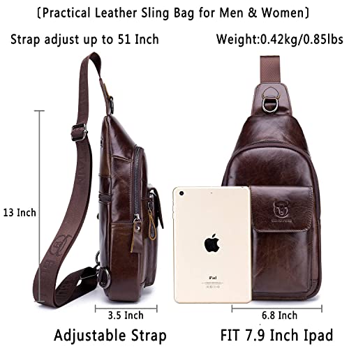 BULLCAPTAIN Men's Leather Crossbody Sling Bag N895