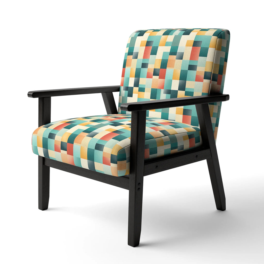 Designart Orange And Green Popart Pop Culture Pixels Upholstered Striped Accent Chair A4809