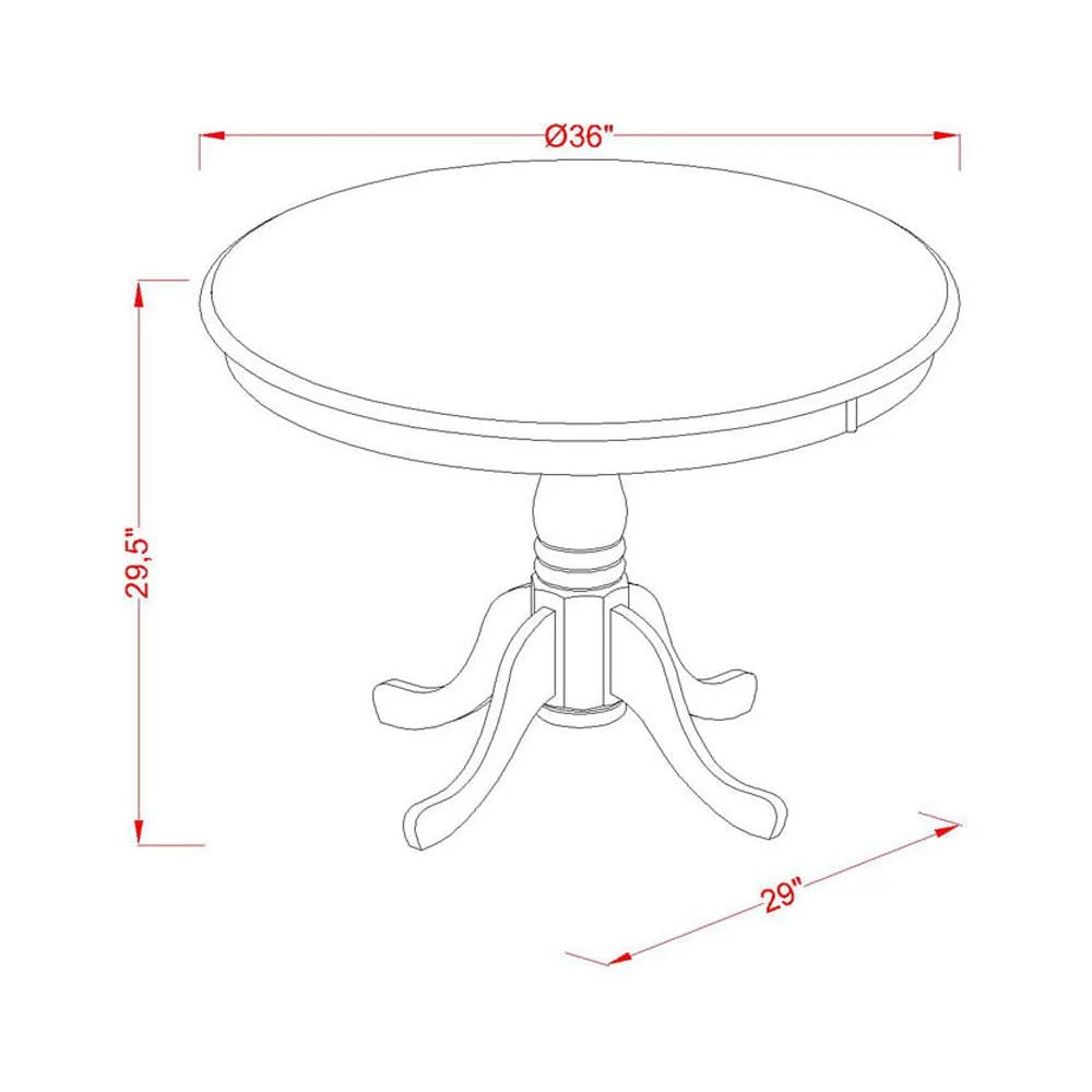 East West Furniture Antique 5-Piece Dining Chair and Round Table Set Mahogany W86397