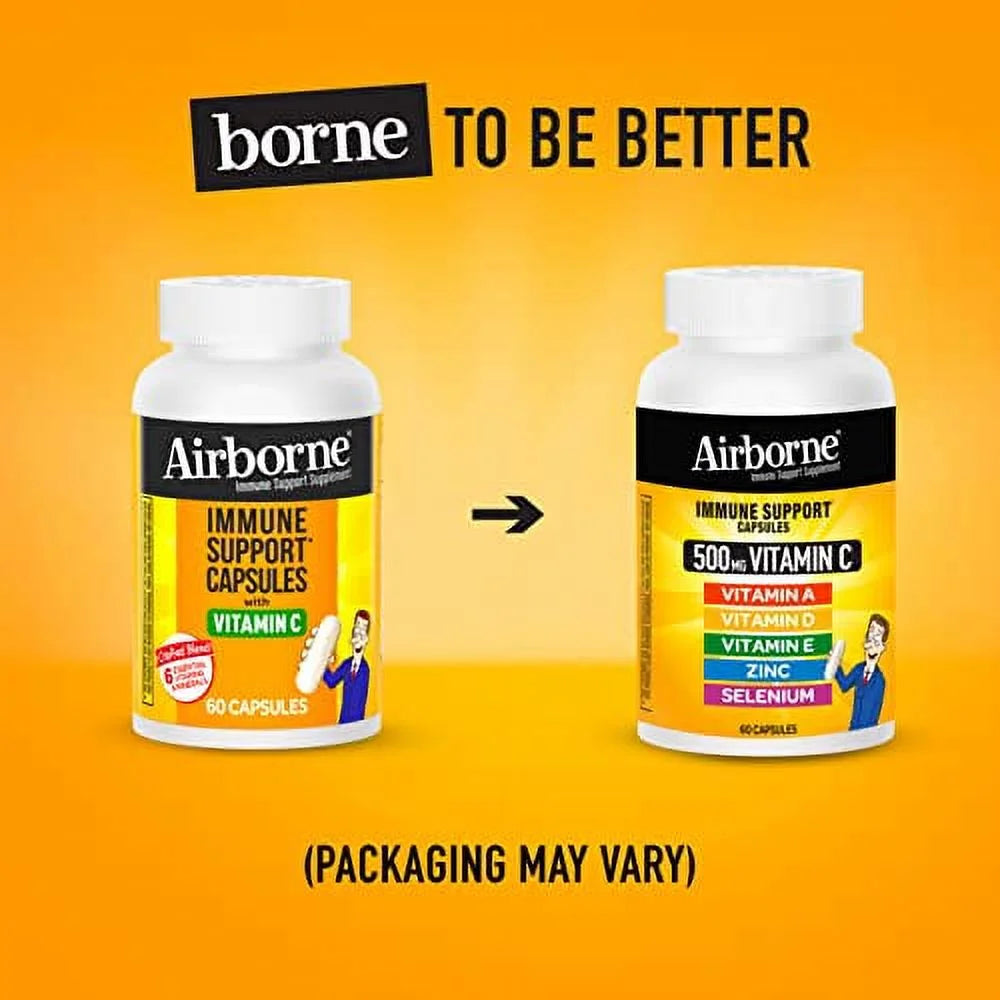 Airborne Vitamin C 500mg Capsules with Zinc & Selenium, 60ct F33038