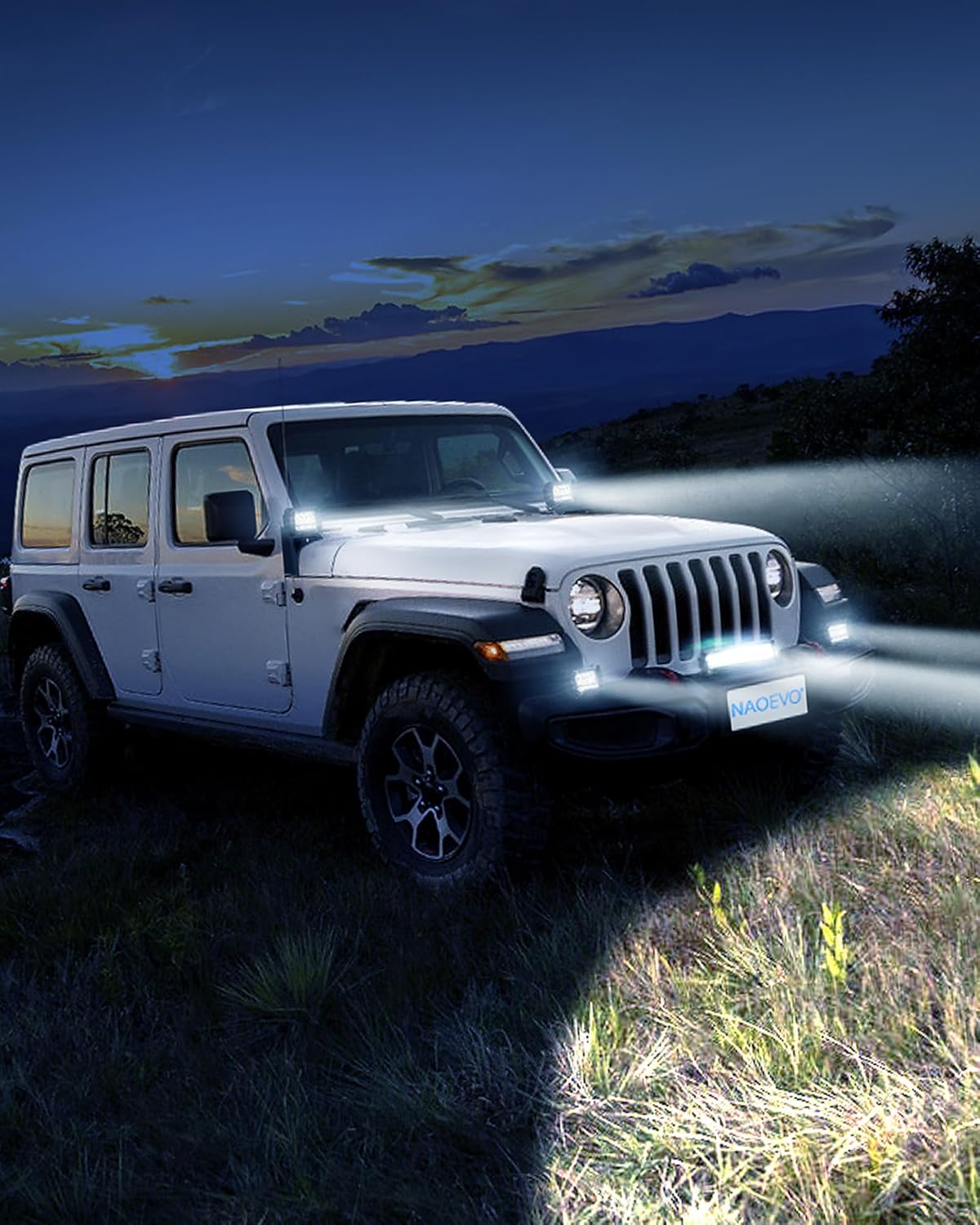 NAOEVO 12 Inch LED Light Bar and 4 Inch LED Pod Lights for Truck Car UTV ATV Jeep Boat C258