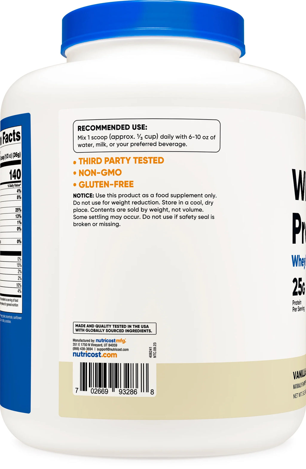 Nutricost Whey Protein Concentrate Powder Vanilla 5LBS T868242
