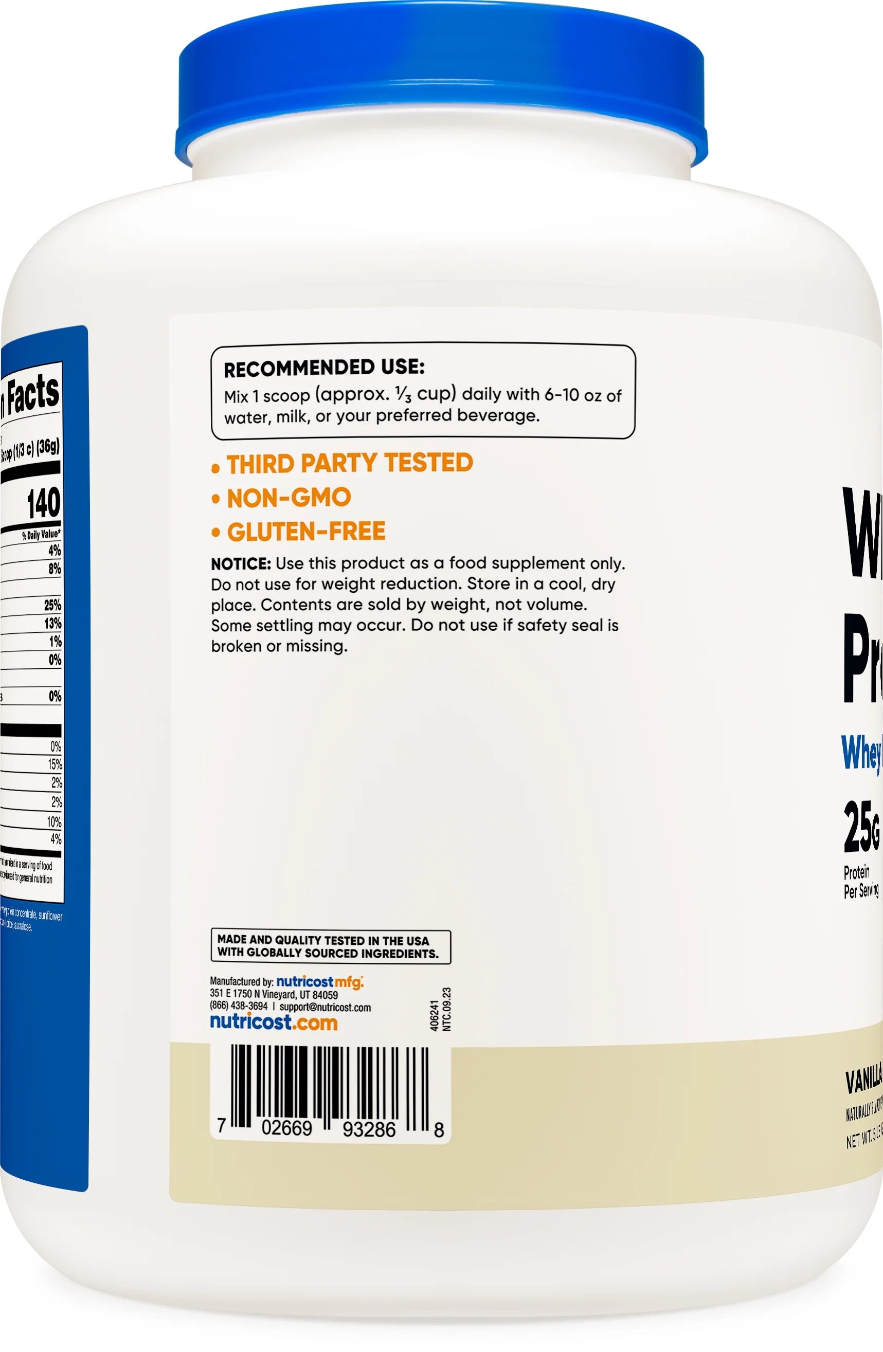 Nutricost Whey Protein Concentrate Powder Vanilla 5LBS T868242