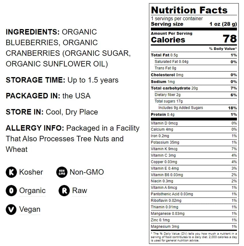 Organic Essential Berries Mix, 1.5 lbs, Non-GMO Dried Blueberries & Cranberries X580682