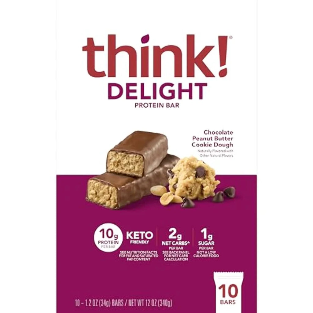 Think! Keto Protein Bars, Chocolate Peanut Butter Cookie Dough, 10 Count M82324