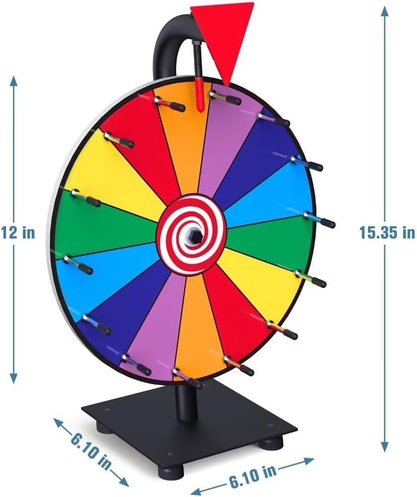 12-inch Spinning Prize Wheel with Heavy Duty Base, 14 Slots Tabletop Spinner F81030