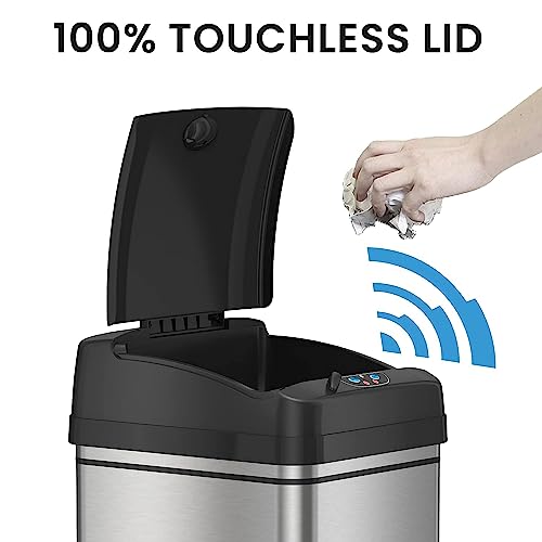iTouchless Stainless Steel Dual-Compartment 16 Gallon Touchless Sensor Trash Can & Recycle Bin S935010