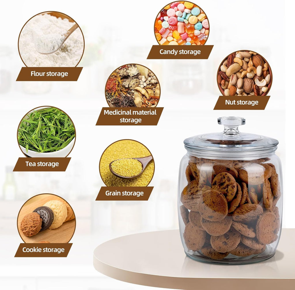 2 Pack Glass Jar with Lid, 71 oz Wide Mouth Cookie Jar for Kitchen Storage G928