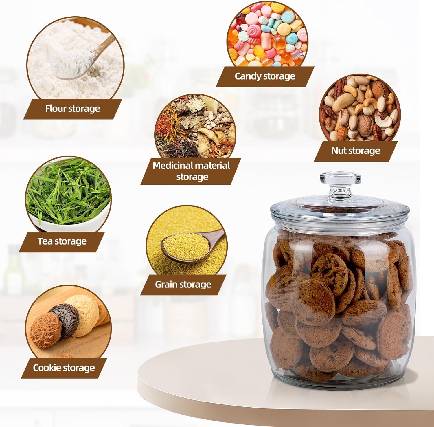 2 Pack Glass Jar with Lid, 71 oz Wide Mouth Cookie Jar for Kitchen Storage G928