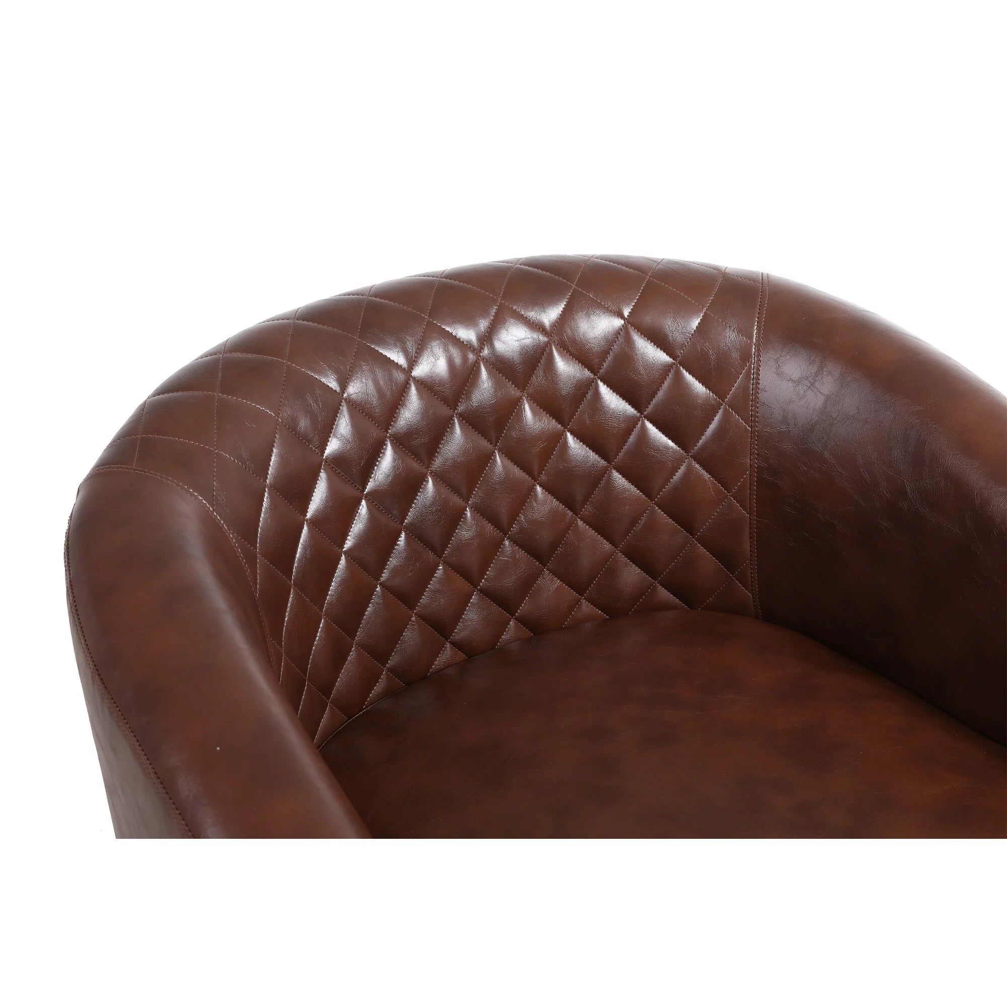 Clihome PU Leather Barrel Chair with Nailheads Black O953