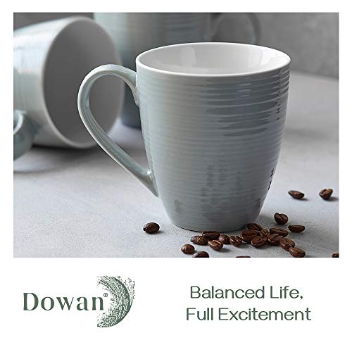 DOWAN Coffee Mugs Set of 6, 17 Oz Ceramic Cups with Handle, White W20665