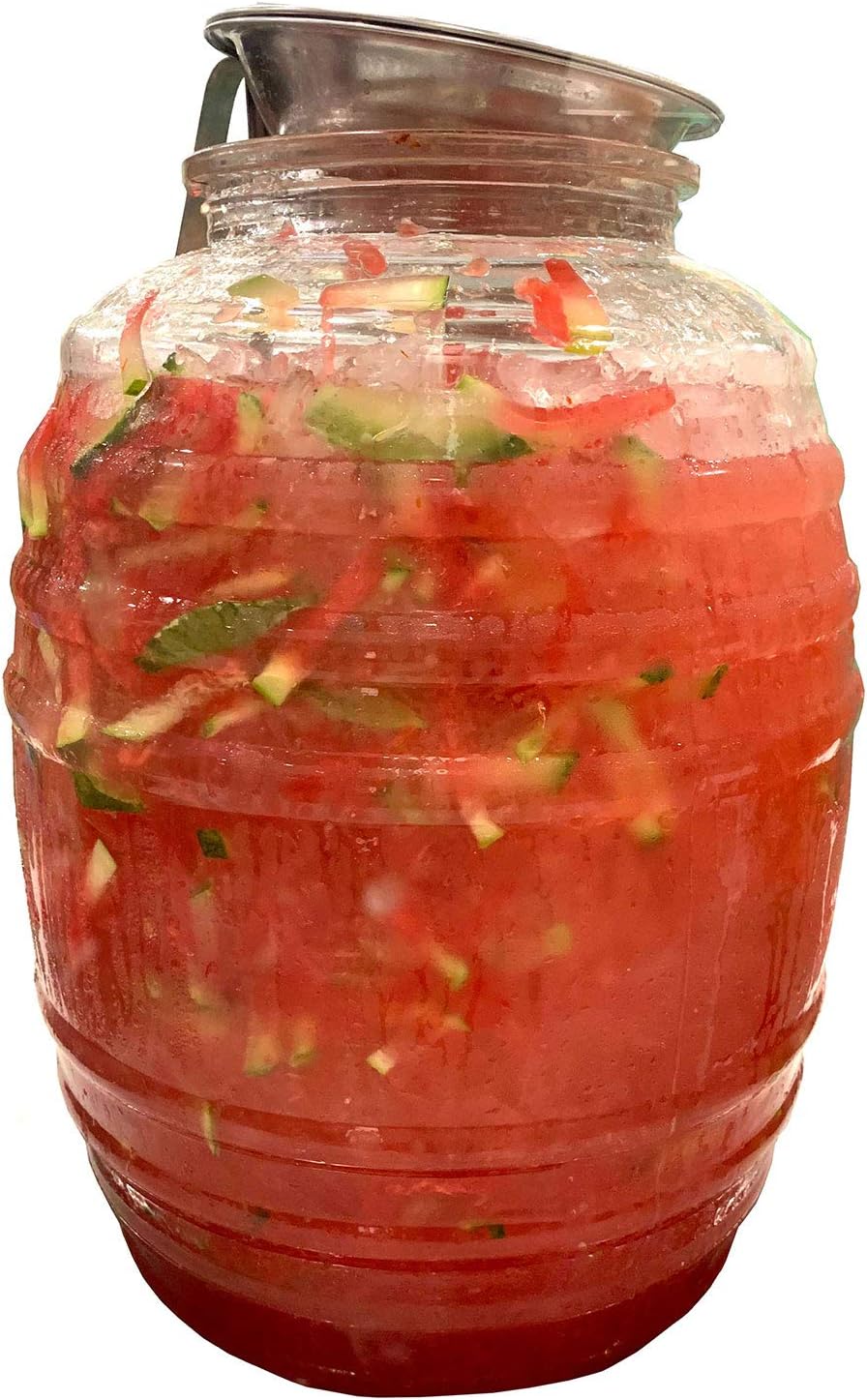 Vitrolero Aguas Frescas Water Jug with Lid & 16oz Ladle, 5-Gallon 20L, Clear BPA Free Plastic E80274