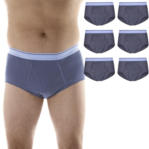 Wearever Incontinence Underwear for Men - Reusable & Washable Men's Bladder Control Briefs with Regular Absorbency - Leak Proof Underwear (Pack of 6) (Gray) (L) (Waist 38-40)