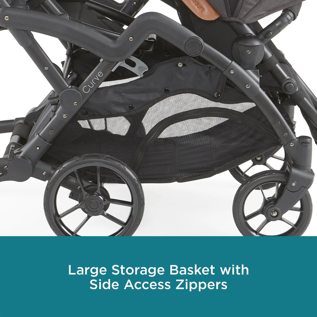 Contours Curve V2 Double Tandem Stroller, Black Herringbone B188895