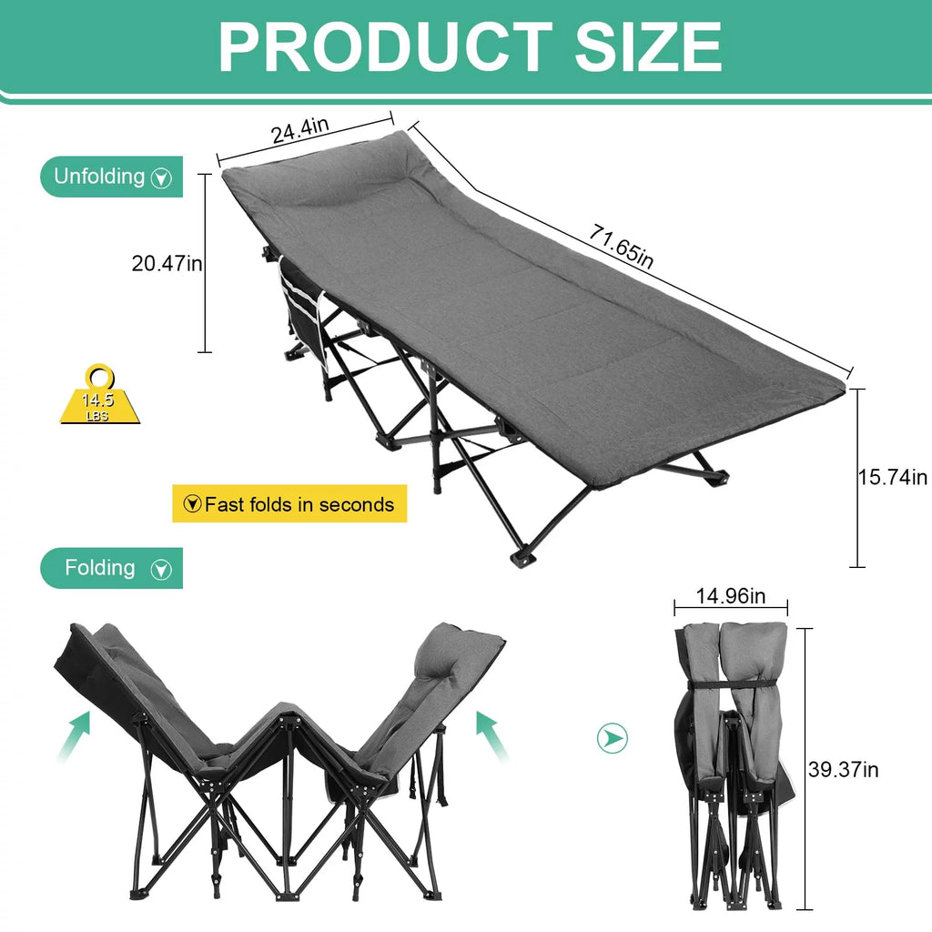 Folding Camping Cot with Pillow for Adults & Kids Q218