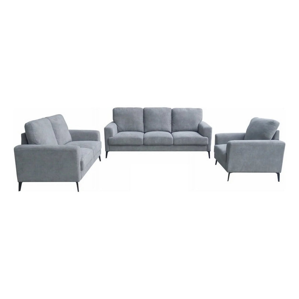 Pemberly Row Gray Chenille Sofa Loveseat Chair Living Room Set