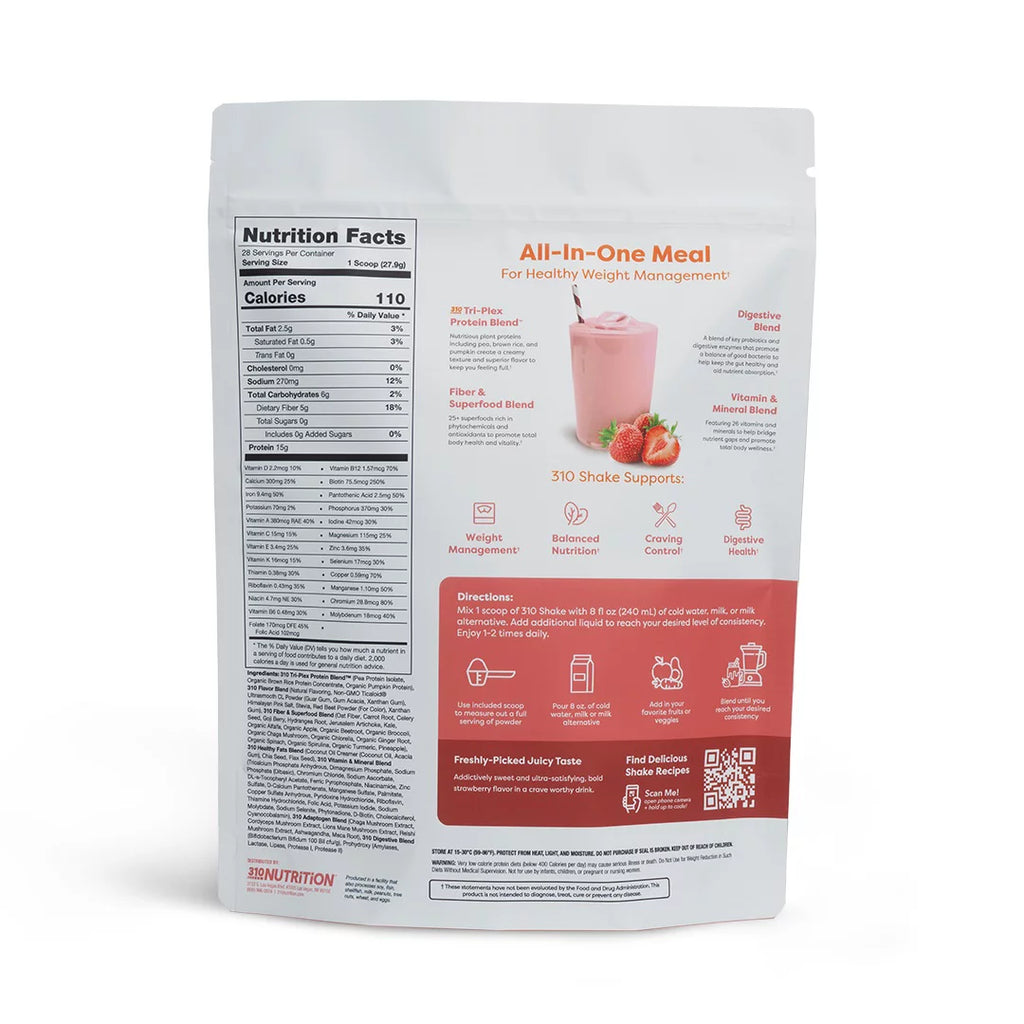 310 Nutrition All-In-One Meal Shake, Strawberry, 28 servings L944500