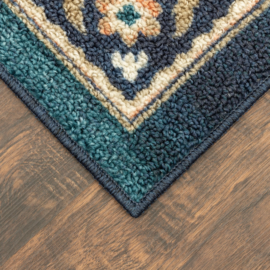 Mainstays Traditional Persian Teal Blue Print Indoor Area Rug 7x10 A4766