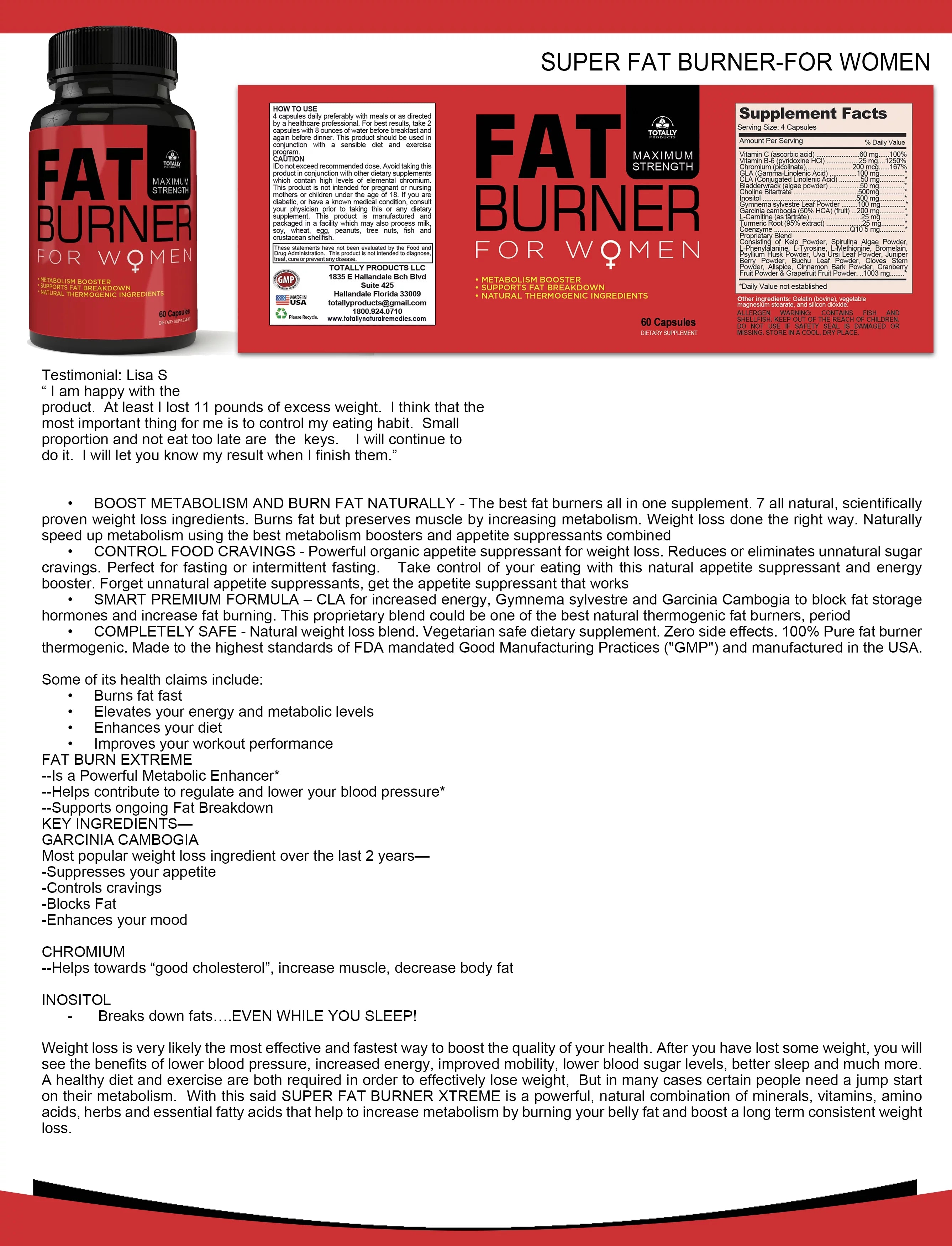 Totally Products Fat Burning Supplement for Women, 2 Pack P68664