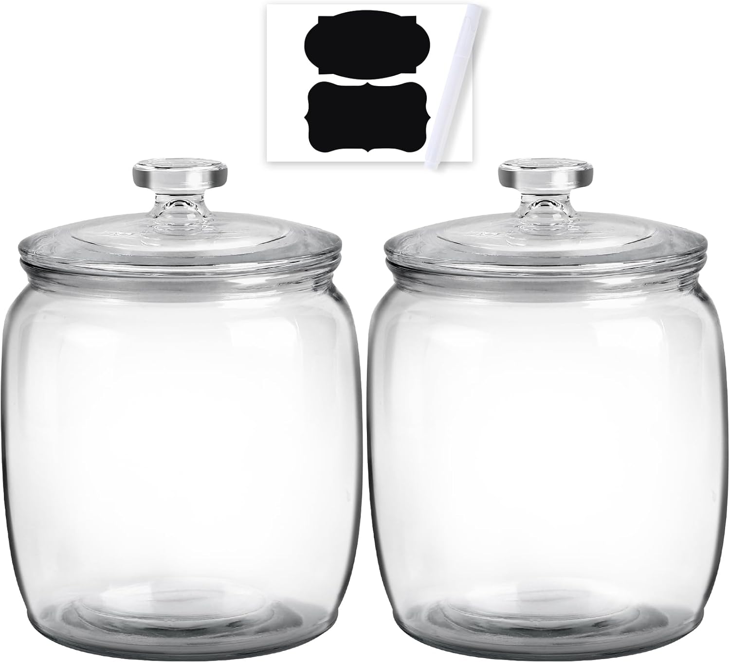 2 Pack Glass Jar with Lid, 71 oz Candy Jars with Lids, Wide Mouth Cookie Jar for Kitchen Storage and Laundry Room Organization, Half Gallon Glass Storage Jars for Pasta, Rice, Cereal, Pet Food