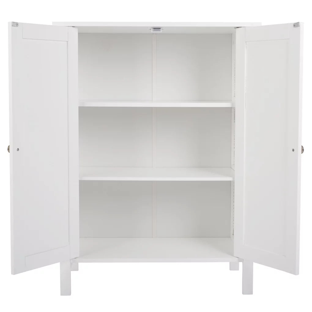Wooden Bathroom Cabinet with Double Doors and Shelves K83694