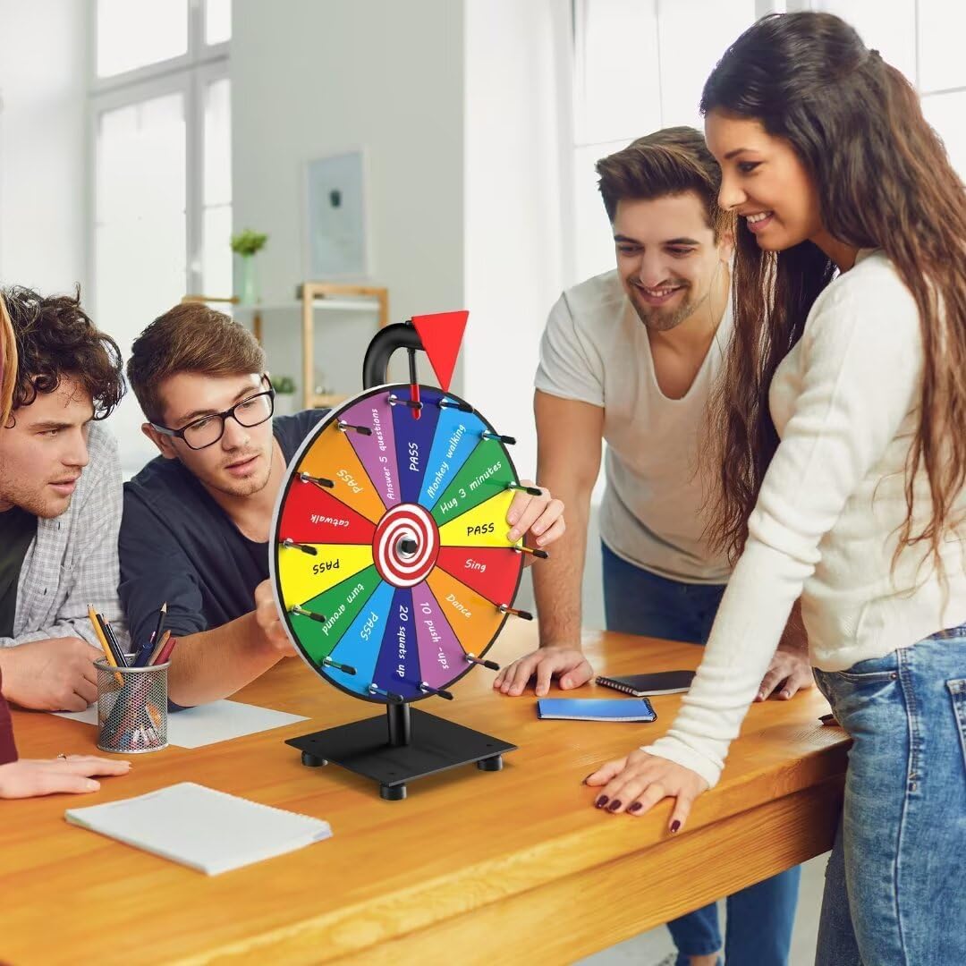 12-inch Spinning Prize Wheel with Heavy Duty Base, 14 Slots Tabletop Spinner F81030