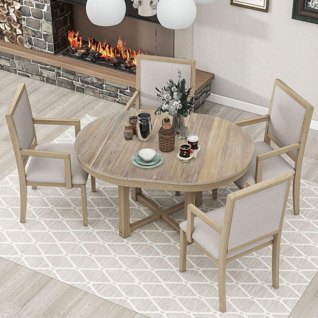 5-Piece Extendable Wood Dining Table Set A262