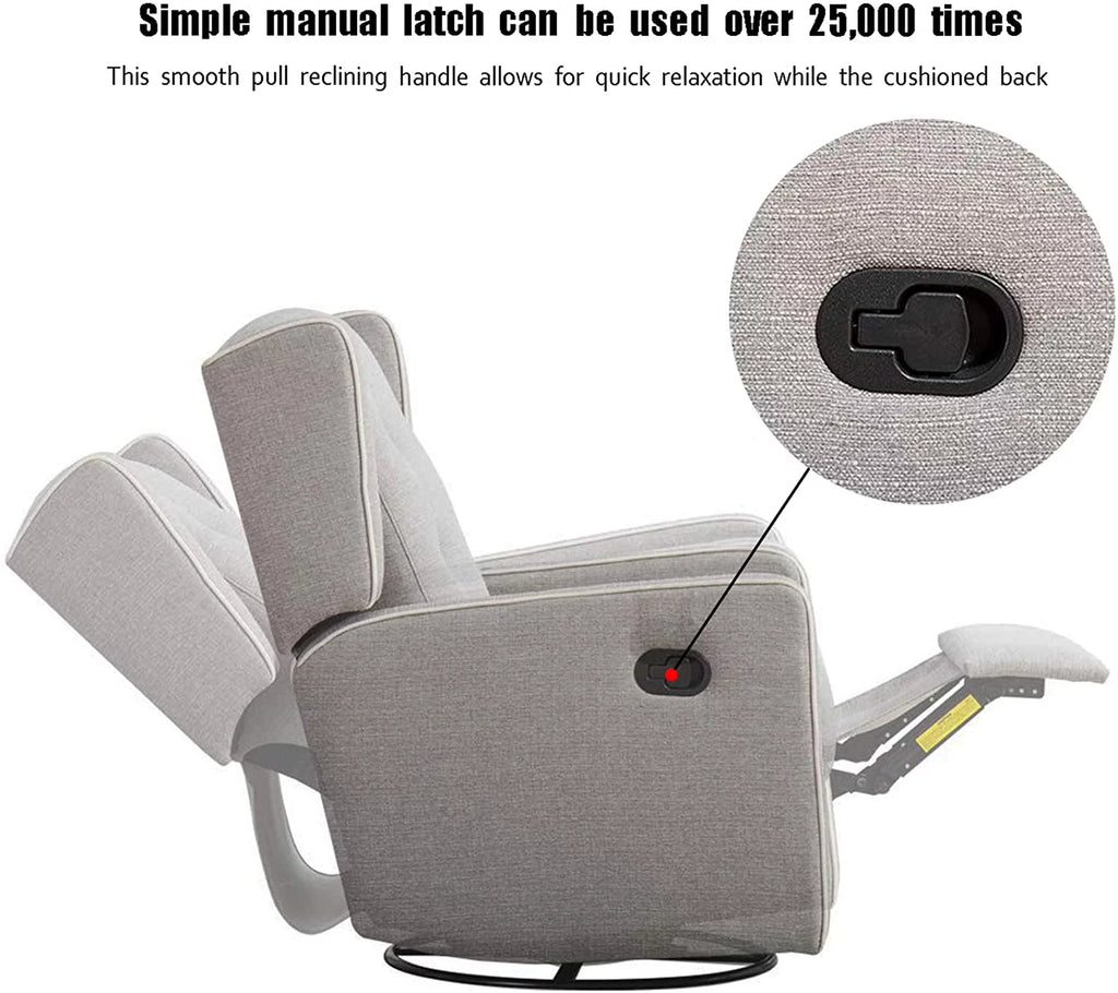 Bonzy Home Swivel Rocker Recliner Chair, Gray R713299